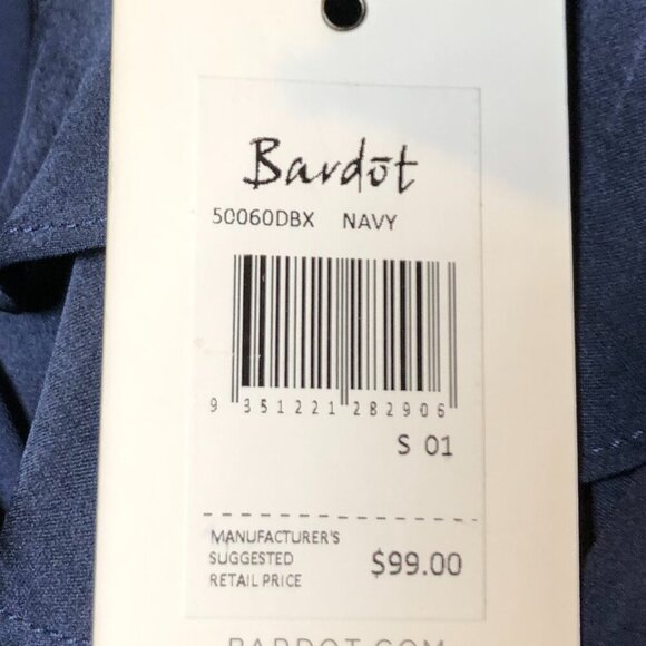 Bardot Satin Layered Frill Ruffle Faux Mini Wrap Mini Dress Navy Size 6/S NWT - Picture 10 of 10